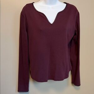 Covington Size Large (14-16) Purple 100% Cotton Made in USA Long Sleeve Top